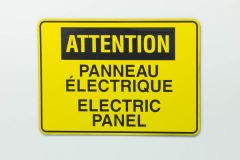 Example of an engraved plastic plate to be use as a name plate for an electrical panel