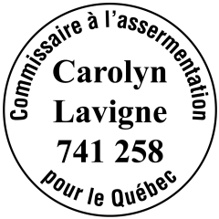 Étampe personnalisée commissaire à l'assermentation Québec - modèle 2