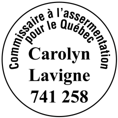 Étampe commissaire à l'assermentation - Québec - modèle 46