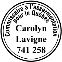 Étampe commissaire à l'assermentation - Québec - modèle 54