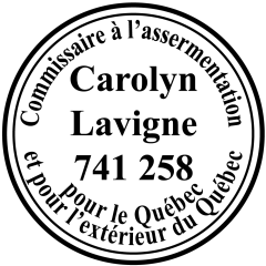 Étampe commissaire à l'assermentation - Québec - modèle 58