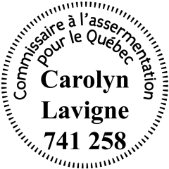 Étampe commissaire à l'assermentation - Québec - modèle 69