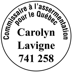 étampe personnalisée commissaire a assermentation quebec modele 6