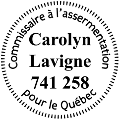 Étampe commissaire à l'assermentation - Québec - modèle 59