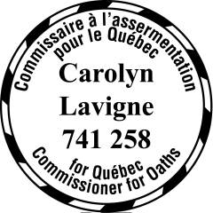 étampe personnalisée bilingue pour commissaire a assermentation quebec modele 10