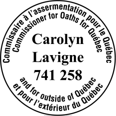 étampe personnalisée bilingue pour commissaire a assermentation quebec modele 74