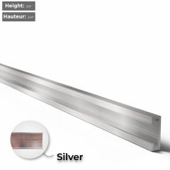 Canadian silver wall holder for name plates, 0.75 inches high by 4 inches long, slim aluminum office sign holder