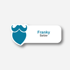 Illustration Name tag - Metal - Custom shape - Barber - Inspiration 145
