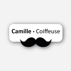 Illustration Name tag - Metal - Custom shape - Hairdresser - Inspiration 119