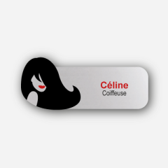 Illustration Name tag - Metal - Custom shape - Hairdresser - Inspiration 146