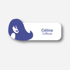 Illustration Name tag - Metal - Custom shape - Hairdresser - Inspiration 147