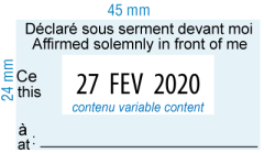 Etampe personnalisée Commissaire à l'assermentation Bilingue