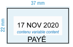 étampe personnalisée dateur - Payé avec cadre - inspiration 2006