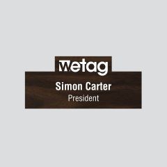 wetag magnetic name tag wood english walnut engraved white special shape different content
